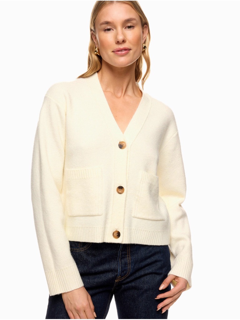 Thakoon Collective Flat Knit Cream Button Front Preppy Cardigan Sweater Small